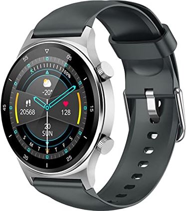 CHYAJIG Slimme Horloge Slimme horloge mannen volledige touchscreen sport fitness horloge IP67 Waterdichte Bluetooth for Android iOS SmartWatch Men (Color : Silicone silver)