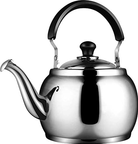 OOOFFFFFFFF Stove Top Whistling Kettle Whistling Tea Kettle Heat-Resistant Ergonomic Handle and Polished Stainless Steel 3L/4L/5L Gas Kettle with Whistle (Silver 4L)