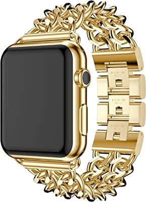 AONAON xiaojunjia Roestvrijstalen riem for Apple horloge 6 5 44mm 40mm band metalen link armband iWatch riem for Apple horloge for serie 1 2 3 42mm 38mm 38mm (Band Color : Gold, Size : 40mm)