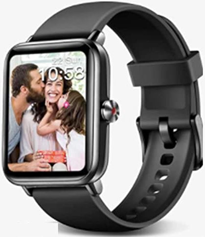 JXFY Smart Watch, 1,55-inch waterdichte activiteit Tracker, GPS sport fitness tracker met weersvoorspelling mannen vrouwen smartwatch voor Android en iOS compatibel, zwart (zwart)
