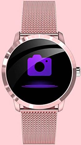 JXFY Smart Watch voor vrouwen, Smartwatch voor Android Ios telefoons met 1.1 '' scherm, nieuws Push, alarm herinnering, calorieën, stappenteller, IP67 waterdichte fitness tracker, goud (roségoud)