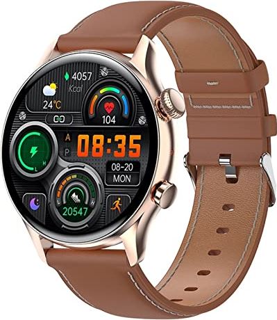 CHYAJIG Slimme Horloge Slimme horloge hartslag slimme horlogeman IP68 Waterdicht for mannen 1.36 inch 390 * 390 scherm buiten horloge met GPS (Color : Belt gold)