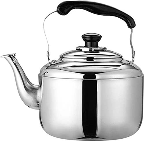 OOOFFFFFFFF Stove Top Whistling Kettle 304 Stainless Steel Kettle Large Capacity Kettles Stovetop Whistling Teapot Suitable for All Stoves Gas Kettle with Whistle (Silver 4L)