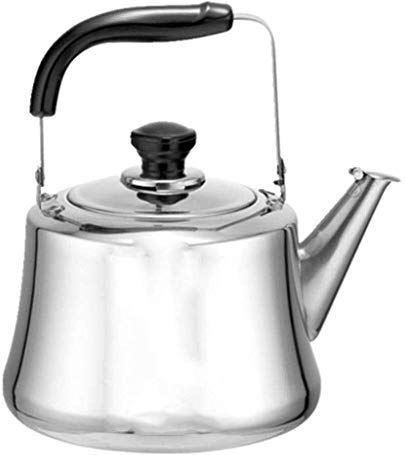 OOOFFFFFFFF Whistling Gas Kettle Food Grade 304 Stainless Steel Light Weight Induction Cooker Kettle with Traditional Retro Spout for Hob or Stove Top Coffee Pot Teapot (Color : Orange Size : 5L) (Silver 1L)