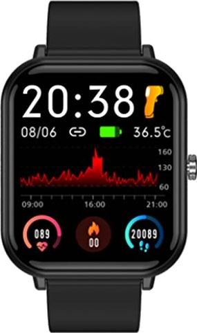 JXFY Fitness Tracker voor vrouwen mannen, 1,7 inch smartwatch met foto wekker, IP68 waterdicht sporthorloge met stappenteller, fitnesshorloge voor Android Ios telefoons, roze (zwart)