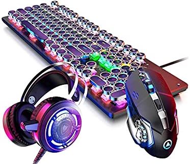OOOFFFFFFFF Mechanical Keyboard Mouse Headset Three-Piece Set Marquee Effect Four-Speed DPI Switch Mouse Keyboard Set