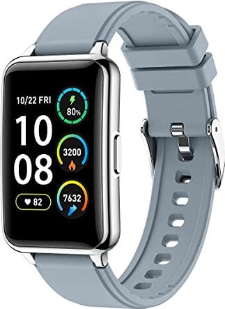 DOOK Smart Watch, 1,57" touchscreen Smart Watches voor heren Dames met 22 sportmodi, Fitness Tracker met hartslag Bloedzuurstof Slaapmonitor IP68 Waterdicht fitnesshorloge voor Android iOS(Color:Grijs)