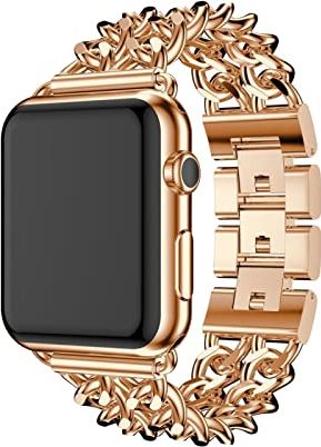 AONAON xiaojunjia Roestvrijstalen riem for Apple horloge 6 5 44mm 40mm band metalen link armband iWatch riem for Apple horloge for serie 1 2 3 42mm 38mm 38mm (Band Color : Rose gold, Size : 42mm)