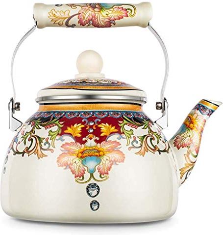 OOOFFFFFFFF Stove Kettle Healthy Gas Kettle Chinese Style Retro Nostalgic Enamel Teapot Household Large Capacity Kettle Gas Induction Cooker Kettle (2.5L)
