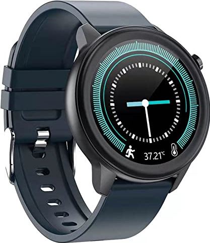 JXFY Smart Watch voor Android/Ios telefoons, 1.3 '' Full Touch Screen Fitness Tracker voor mannen, vrouwen, Smartwatch met informatieherinnering/Bluetooth, IP68 waterdicht fitnesshorloge, zwart (blauw)