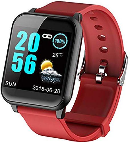 JHDDPH3 Smartwatch Fitness Tracker Hartslag Monitor Bloeddruk Smart Horloges for Android IOS Stappenteller Activiteit Tracker horloge sporthorloge (Color : Red)