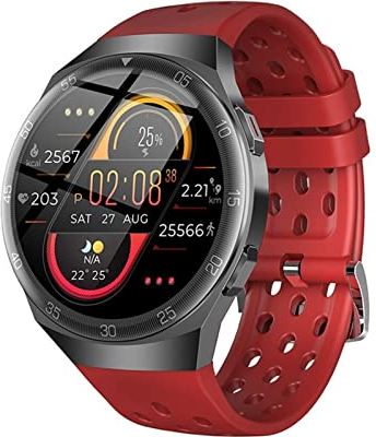 CHYAJIG Slimme Horloge Volledige Touchscreen Fitness Tracker Smart Horloge Mannen Hartslag Monitor Bloeddruk Smartwatch For Android IOS Telefoon For Man Vrouw (Color : Silicone red)
