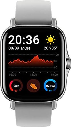Bias&Belief Bluetooth Muziek Smart Watch Fitness Tracker Voor Heren Dames 1,69" DIY Volledig Touchscreen Met Hartslagmeter IP67 Waterdicht Smart Watch Multi-sportmodus Realtime Informatieherinnering,Silver