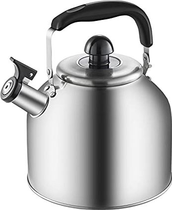 OOOFFFFFFFF Doormat Stainless Steel Tea Kettle Whistling Tea Kettle for Stove Top Large Capacity Stainless Steel Tea Kettle Heavy Duty Tea Kettle for Stove Top (Silver 5L)