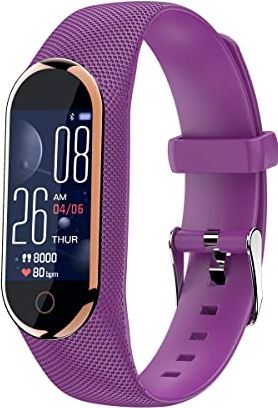 Bias&Belief Bluetooth-armband - Slimme Sportarmband - Gezondheid Sport-smartwatch - Hartslag/Slaap/Bloeddruk/Oximeter Stapbewaking - Berichtherinnering - Weersvoorspelling,Purple