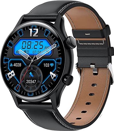 CHYAJIG Slimme Horloge Slimme horloge hartslag slimme horlogeman IP68 Waterdicht for mannen 1.36 inch 390 * 390 scherm buiten horloge met GPS (Color : Belt black)