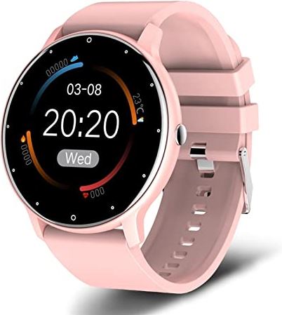 CHYAJIG Slimme Horloge Smart horloge dames volledig touchscreen sport fitness horloge IP67 Waterdichte Bluetooth for Android IOS Slimme horloge vrouw (Color : Silicone pink)
