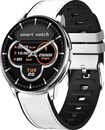 CHYAJIG Slimme Horloge Full Touch Smart Watch Women IP68 Waterdichte armband Hartslagmeter Slaapbewaking Sport Smartwatch for dames Maken en ontvangen oproepen (Color : Belt white)