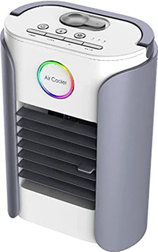 OOOFFFFFFFF Air Conditioner Fan USB Personal Desk Fan Built-in 2000mAh Battery and 300ml Water Tank 2 Speeds Personal Air Conditioner Misting Fan with LED Light for Home Office Dorm