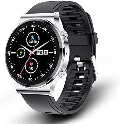 CHYAJIG Slimme Horloge Mannen Smart Watch Bluetooth Call Horloge Stappenteller IP68 Waterdichte sport fitness horloge for Android IOS Slim horloge for vrouwen mannen (Color : Silicone silver)