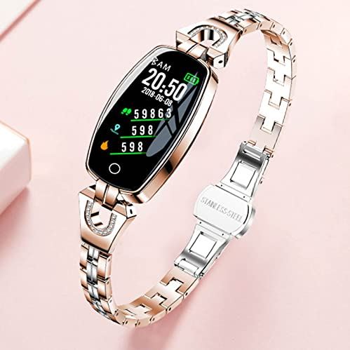 JXFY Smart Watch Vrouwen, 0,96 inch touchscreen smartwatch met wekker, IP67 waterdichte fitness tracker compatibel met multi-sport modus voor Android iOS-telefoons, zilver (goud)