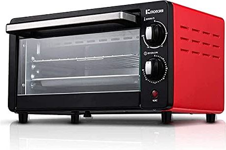 SUNWEIHAOA Tafelmodel Elektrische Oven 10L Mini Oven 230°C Temperatuur Instelbaar En 60 Minuten Timing 800W Volautomatisch Bakken Ei Taart Taart Pizza (Kleur: Zwart) (Rood) (Rood) Esthetisch En Praktisch