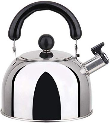 OOOFFFFFFFF Stainless Steel Whistling Tea Kettle Ergonomic Heat-Resistant Handle Large-Capacity Stove Top Teapot/Lemon Yellow (Silver 3L) (Silver 4L)