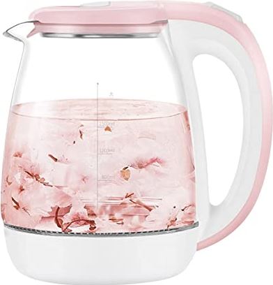 OOOFFFFFFFF Glass Teapot Stovetop Safe Borosilicate Glass Kettle Stainless Steel Electric Kettle Auto Shut-Off and Boil-Dry Protection Cordless Kettle Fast Boiling