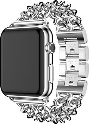 AONAON xiaojunjia Roestvrijstalen riem for Apple horloge 6 5 44mm 40mm band metalen link armband iWatch riem for Apple horloge for serie 1 2 3 42mm 38mm 38mm (Band Color : Silver, Size : 38mm)