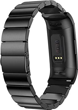 AONAON xiaojunjia Vervanging Roestvrijstalen Armband Smart Watchband Strap for Fitbit for Charge 3 Snelle Release Smart Watch Support Accessoires (Band Color : Black)