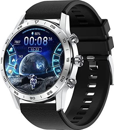 CHYAJIG Slimme Horloge Bluetooth Call Smart Watch Men Sport Clock IP68 Waterdichte hartslagmonitoring smartwatch for IOS Android telefoon (Color : Silicone silver)