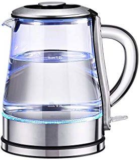 MRTYU-UY Glazen waterkoker - 1,2 liter blauwe led verlicht voor draagbaar kantoor Automatische uitschakeling Roestvrijstalen snelle waterkoker.