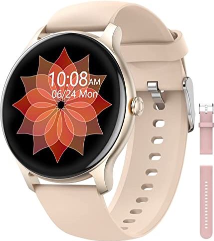 DOOK Smart Watch, 1.3"Touchscreen Fitnesshorloge met bloeddruk Hartslagmeter IP68 Waterdicht Bluetooth Smart Watch Sport Activity Tracker Horloge voor Android iOS-telefoons Heren Dames(Color:Roze)