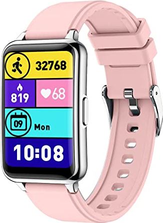 DOOK Smart Watch, 1,57" touchscreen Smart Watches voor heren Dames met 22 sportmodi, Fitness Tracker met hartslag Bloedzuurstof Slaapmonitor IP68 Waterdicht fitnesshorloge voor Android iOS(Color:Roze)