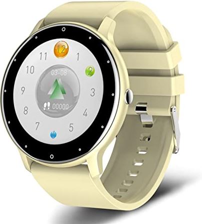 CHYAJIG Slimme Horloge Smart Horloge Mannen en Vrouwen Volledige Touch Fitness Tracker Slaap Monitoring Smart Clock Dames SmartWatch Bluetooth Elektronische horloge (Color : Yellow)