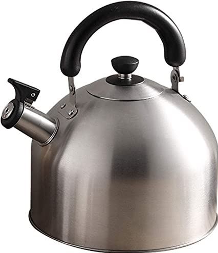 OOOFFFFFFFF Stove Top Whistling Kettle Household Stainless Steel Large Capacity Whistling Teapot on Top of Stove Foldable Handle Camping Kettle (Silver 5.2L) (Silver 4.2L)