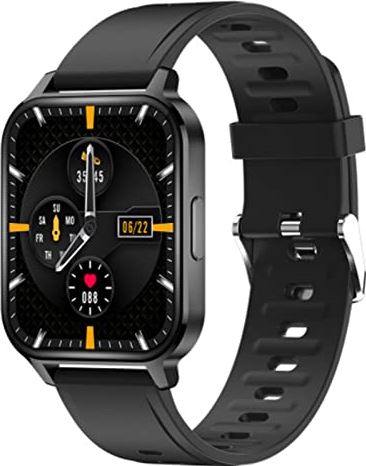JXFY Smart Watch, 1,7 inch touchscreen smartwatch met 24 sportmodi zwemmen yoga, IP68 waterdichte fitness tracker compatibel met iOS en Android telefoons voor vrouwen mannen, goud (zwart)