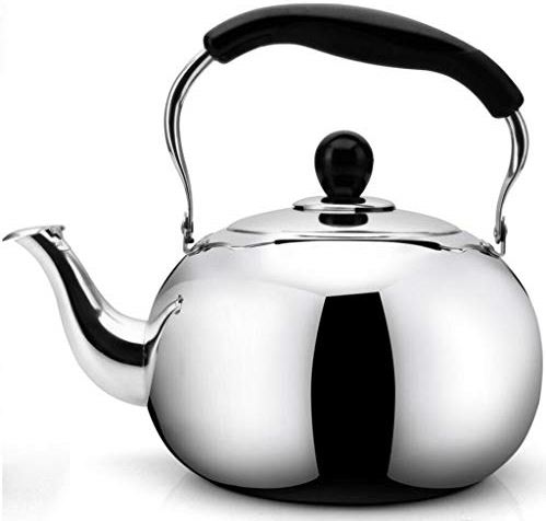 OOOFFFFFFFF Kettle Gas 304 Stainless Steel 3/4/5L Gas Cooker Universal Whistle Household Kettle Silver Kettle (Size : 5L)