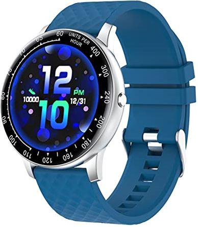 CHYAJIG Slimme Horloge Smart Watch Full Touch Diy WatchFaces Outdoor Sport Horloges Fitness Tracker SmartWatch for Android IOS IP68 Waterbestendig (Color : Blue)