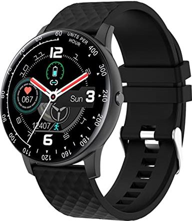 CHYAJIG Slimme Horloge Smart Watch Full Touch Diy WatchFaces Outdoor Sport Horloges Fitness Tracker SmartWatch for Android IOS IP68 Waterbestendig (Color : Black)