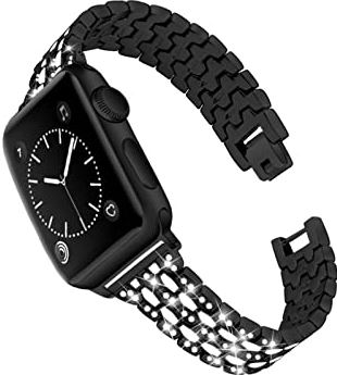 AONAON xiaojunjia Geschikt for Apple Watchband 38mm 42mm 44mm 42mm roestvrijstalen horlogeband for Apple Watchband for SE for serie 654321 (Band Color : Black, Size : 40mm)