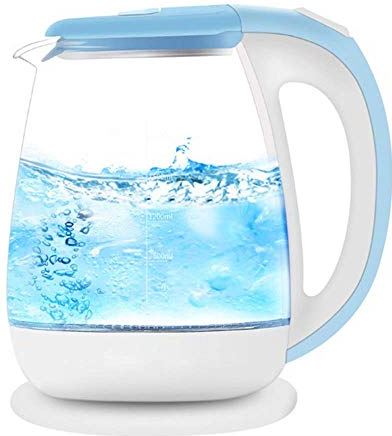 JHGF Eco Glazen Waterkoker, 1,8 L Draadloze Waterkoker Met Blauwe Led Verlicht, Snelkook Waterkoker Voor Thee, Automatische Uitschakeling Tegen Droogkoken, Roestvrijstalen Binnendeksel/A: Roze (B