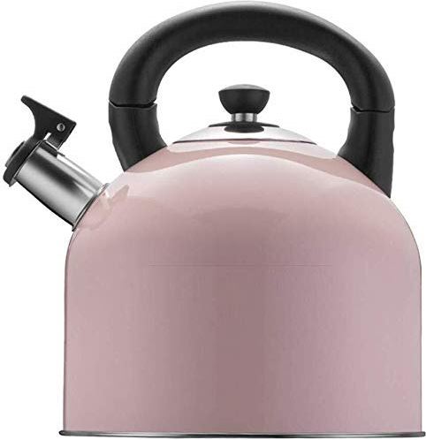 OOOFFFFFFFF Whistling Gas Kettle Food Grade 304 Stainless Steel with Folding Handle Large Capacity Induction Cooker Teapot Coffee Pot (Color : Beige) (Pink)
