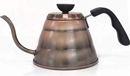 OOOFFFFFFFF Stove Kettle Stainless Steel Kettle Gooseneck Thin-Mouth Kettle Hand-Made Coffee Pot Teapot (Bronze 1L)