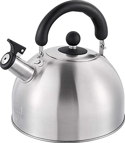 OOOFFFFFFFF Stove Top Whistling Kettle Whistling Kettle Food Grade 304 Stainless with Ergonomic Handle Suitable for Various Stoves Camping Kettle (Silver 5L) (Silver 3L)