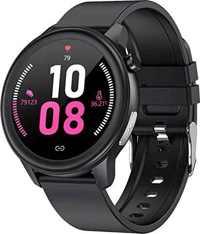 JXFY Smart Horloge voor Android/Ios Telefoons, 1.3 ''Full Touch Screen Fitness Tracker voor Mannen, Vrouwen, Smartwatch met Informatie Herinnering/Bluetooth, IP68 Waterdicht Fitness Horloge, Zwart (Zwart)