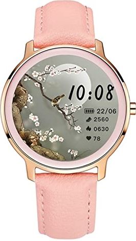 CHYAJIG Slimme Horloge Smart horloge dames volledig touchscreen sport fitness horloge IP67 Waterdichte Bluetooth for Android IOS Dames slim horloge (Color : Belt pink)