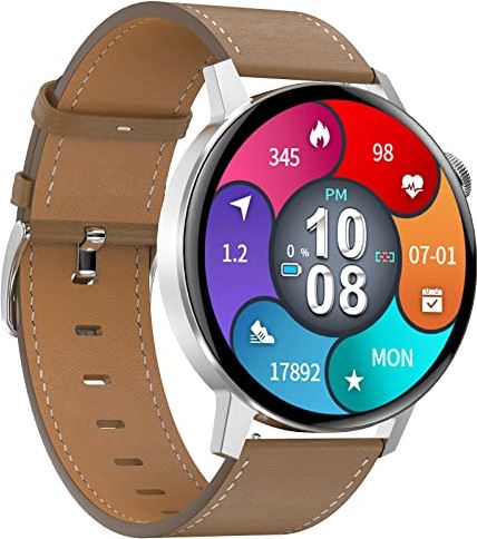 JXFY GPS Motion Traject Fitness Tracker Bluetooth Call Horloges voor Mannen Vrouwen, 1.19-Inch Kleur Display Fitness Horloge IP68 Waterdicht Horloge Stappenteller Calorieën, Zwart (Zilver)