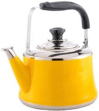 OOOFFFFFFFF Whistling Gas Kettle Food Grade 304 Stainless Steel Light Weight Induction Cooker Kettle with Traditional Retro Spout for Hob or Stove Top Coffee Pot Teapot (Color : Orange Size : 5L) (Yellow 2L)