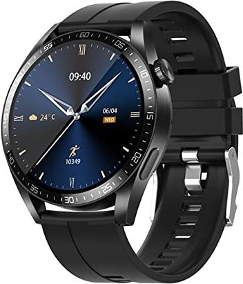 CHYAJIG Slimme Horloge Smart Watch Bluetooth Calling Smart Watch Men Full Touch Dial Fitness Tracker IP67 Waterproof Men Smart Watch Music Playing Running Pedometer Watch (Color : Silicone black)
